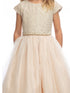Sweet Kids Big Girls Champagne Jeweled Top Tulle Skirt Christmas Dress 7-16 - SophiasStyle.com