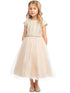 Sweet Kids Big Girls Champagne Jeweled Top Tulle Skirt Christmas Dress 7-16 - SophiasStyle.com