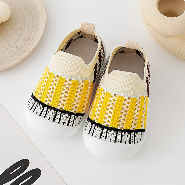 baby-first-walkers-yellow-strips Grookz Shoes - Sophia's Style-1