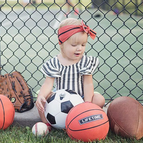 printed-knot-basketball Baby Bling Bows clips headbands - Sophia's Style-