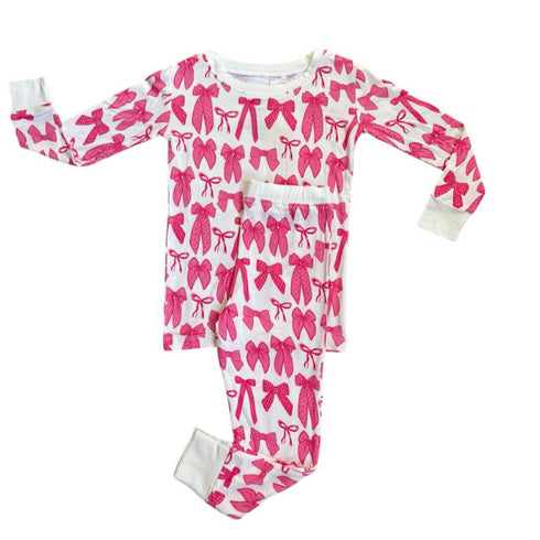 hot-pink-bow-two-piece-pajama-set Boosh Baby - Sophia's Style-1