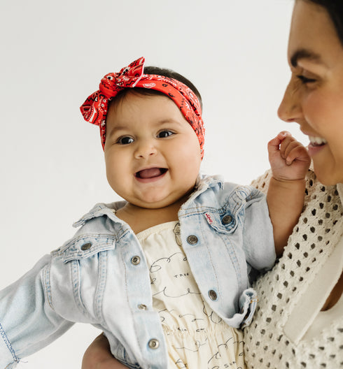 printed-knot-red-bandana Baby Bling Bows clips headbands - Sophia's Style-