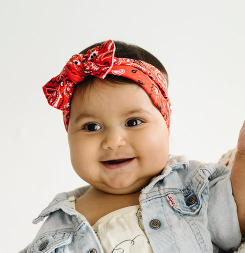 printed-knot-red-bandana Baby Bling Bows clips headbands - Sophia's Style-