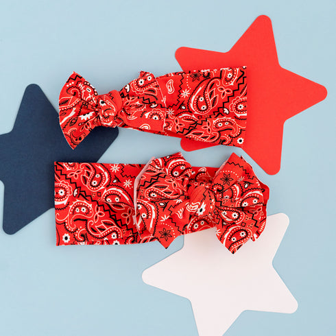 printed-knot-red-bandana Baby Bling Bows clips headbands - Sophia's Style-