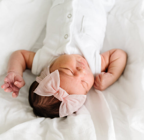 itty-bitty-knot-rose-quartz Baby Bling Bows clips headbands - Sophia's Style-