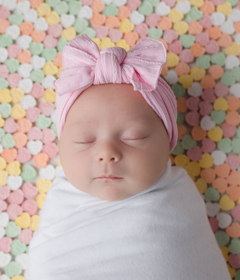 cable-knit-knot-pink Baby Bling Bows clips headbands - Sophia's Style-