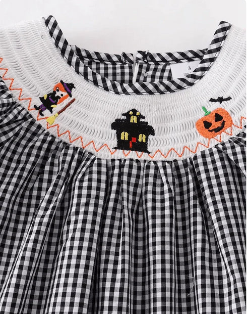 halloween-smocked-black-checker-dress little-miss-marmelade-Sophia's Style-2