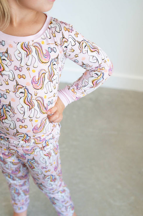 pink-unicorn-two-piece-bamboo-pajama-set Boosh Baby - Sophia's Style-1