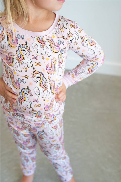 pink-unicorn-two-piece-bamboo-pajama-set Boosh Baby - Sophia's Style-3