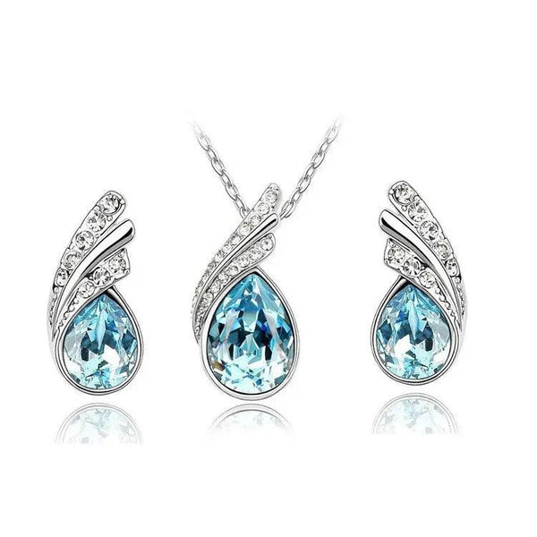 sea-blue-crystal-necklace-set-Sophia's StyleJewelry Sets-1