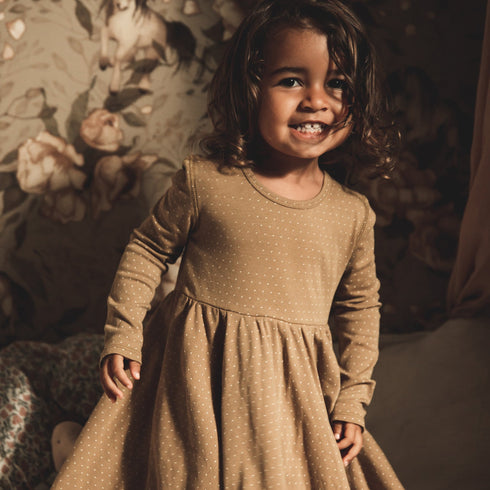 the-printed-long-sleeve-dress-golden-dot Lovely Littles - Sophia's Style-2