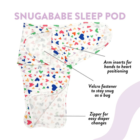 snugababe-swaddle™-sleep-pod-colorful-hearts- - Sophia's Style -3