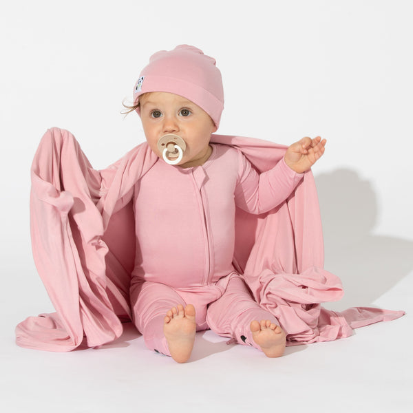 dusty-rose-bamboo-swaddle-beanie-set-bellabu-bear - Sophia's Style -1