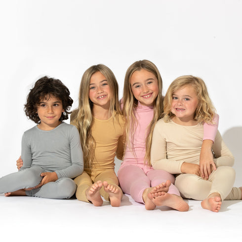 dusty-rose-bamboo-kids-pajamas-bellabu-bear - Sophia's Style -5