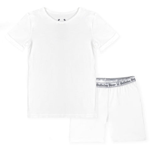 milk-white-bamboo-kids-pajama-short-set-bellabu-bear - Sophia's Style -2
