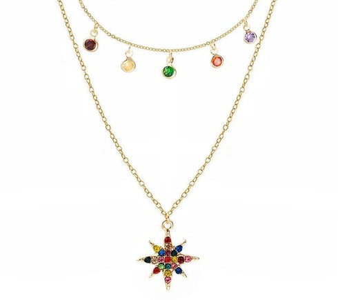 star-necklace-layered-with-rainbow-cubic-zirconia-stones-Sophia's Style-2