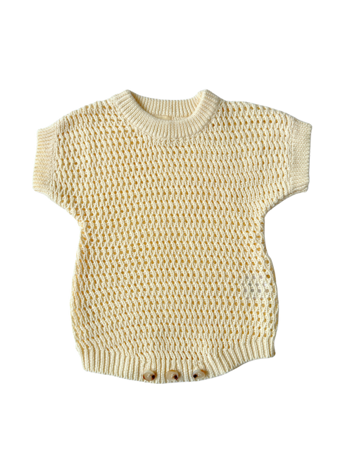 Crochet Knit Romper - Cream