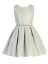 Girls Mint Polka Dot Metallic Jacquard Pleated Flower Girl Dress 2-16 - SophiasStyle.com front