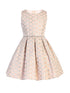 Girls Pink Polka Dot Metallic Jacquard Pleated Flower Girl Dress 2-16 - SophiasStyle.com