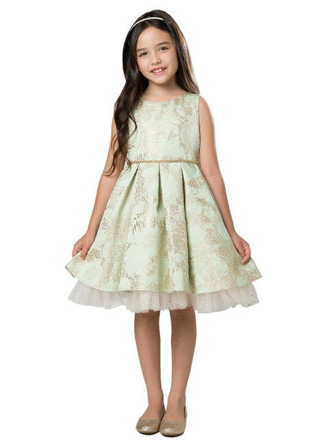 Girls Multi Color Floral Pleated Jacquard Crystal Tulle Flower Girl Dress 2-16 - SophiasStyle.com