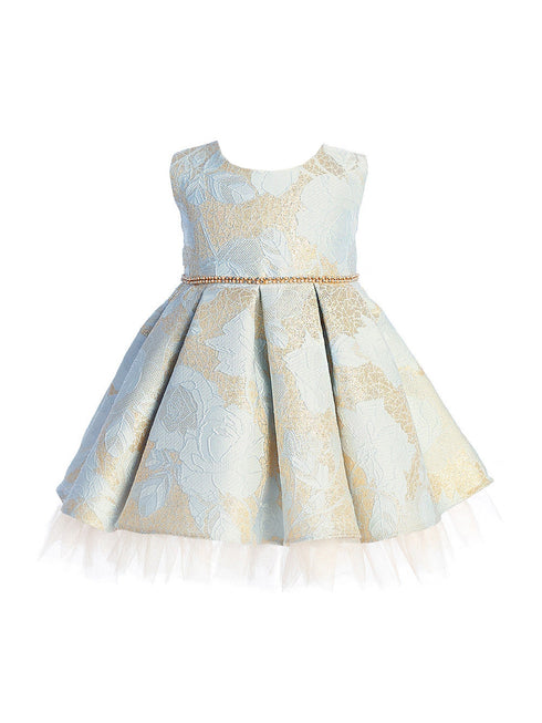 Baby Girls Multi Color Floral Pleated Jacquard Tulle Flower Girl Dress 6-24 Months - SophiasStyle.com