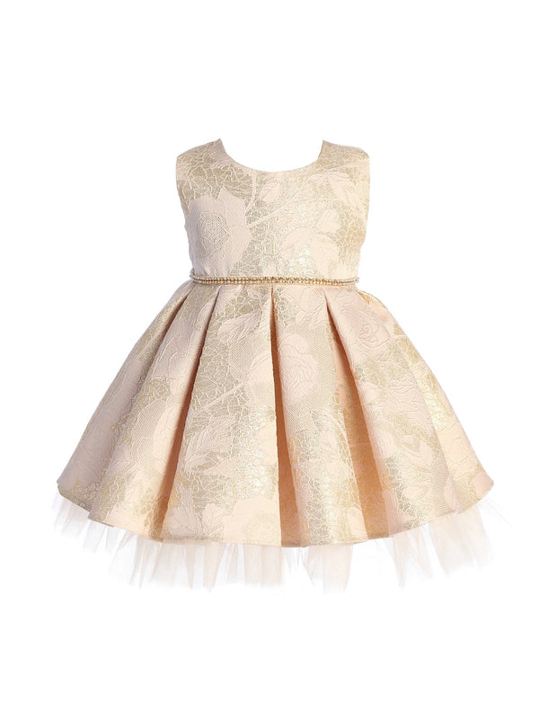 Baby Girls Multi Color Floral Pleated Jacquard Tulle Flower Girl Dress 6-24 Months - SophiasStyle.com