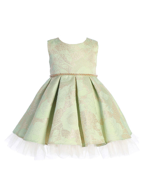 Baby Girls Multi Color Floral Pleated Jacquard Tulle Flower Girl Dress 6-24 Months - SophiasStyle.com