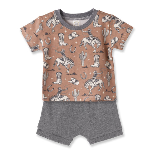 wild-wrangler-brown-western-bamboo-cotton-boys-short-set-Sophia's StyleTwo-Piece Sets-1