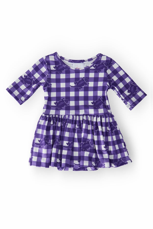 tcu-plaid-frog-3-4-sleeve-twirl-bodysuit Mila & Rose - Sophia's StyleTwirl Bodysuit - 3/4 Sleeve-1