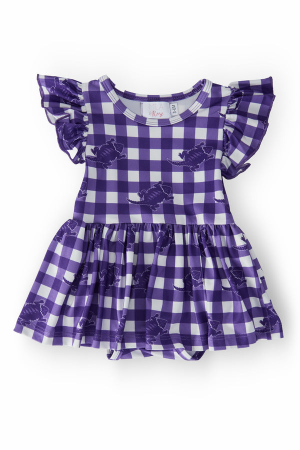 tcu-plaid-frog-flutter-twirl-bodysuit Mila & Rose - Sophia's StyleTwirl Bodysuit - S/S Flutter-1