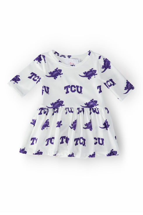 tcu-white-frog-3-4-sleeve-twirl-bodysuit Mila & Rose - Sophia's StyleTwirl Bodysuit - 3/4 Sleeve-1