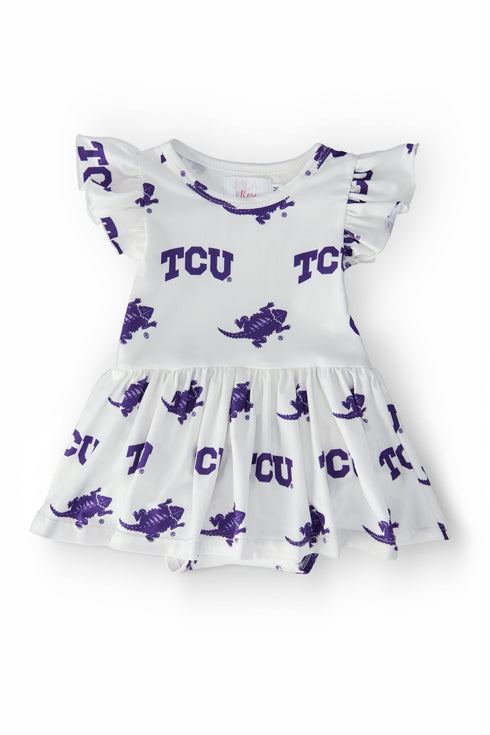 tcu-white-frog-flutter-twirl-bodysuit Mila & Rose - Sophia's StyleTwirl Bodysuit - S/S Flutter-1