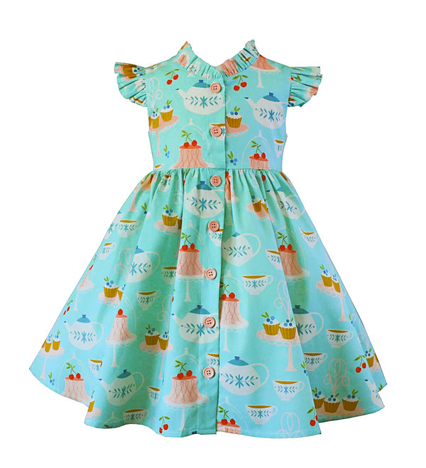 high-tea-vintage-glen-park-dress-w-hair-bow-little-miss-marmalade - Sophia's Style Girls Dress-1