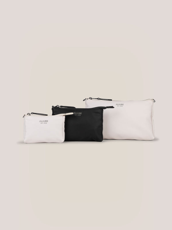 witney-carson-3-piece-pouch-set-cloud-black jujube bags at sophiasstyle.com 3-Piece Pouch Set