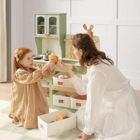 Tiny Land® Pretend Play Kitchen for Toddlers - Serenity Wooden Kitchen – Green