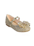 Girls Gold Glitter Double Bow Mary Jane Flats in sizes 9 Toddler to 5 Kids
