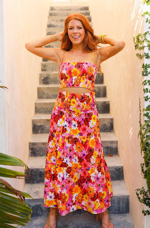 tamra-smocked-two-piece-set-sunshine Buddy Love - Sophia's Style-Tamra Smocked Two-Piece Set - Sunshine-Pink-XS-1