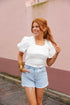 tandy-puff-sleeve-top-white Buddy Love - Sophia's Style-Tandy Puff Sleeve Top - White-White-XS-1