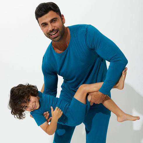 teal-blue-bamboo-kids-pajama-short-set-bellabu-bear - Sophia's Style -2