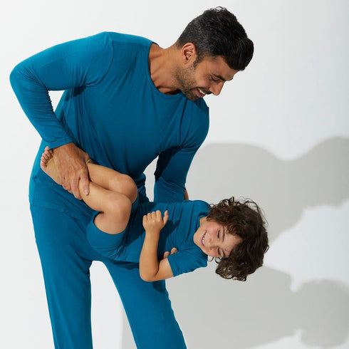 teal-blue-bamboo-kids-pajama-short-set-bellabu-bear - Sophia's Style -3