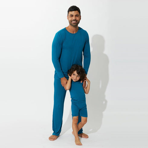 teal-blue-bamboo-kids-pajama-short-set-bellabu-bear - Sophia's Style The "Easy Two-Piecey"-1