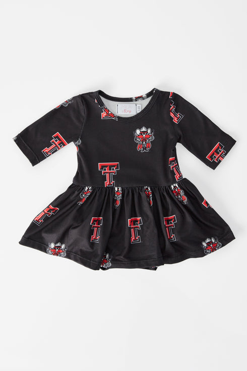 texas-tech-black-raider-red-3-4-sleeve-twirl-bodysuit-Sophia's StyleTwirl Bodysuit - 3/4 Sleeve-1