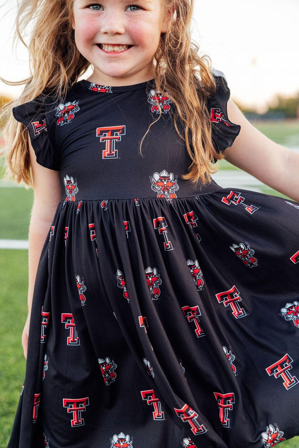 texas-tech-black-raider-red-flutter-twirl-dress-Sophia's StyleTwirl Dress Flutter-1