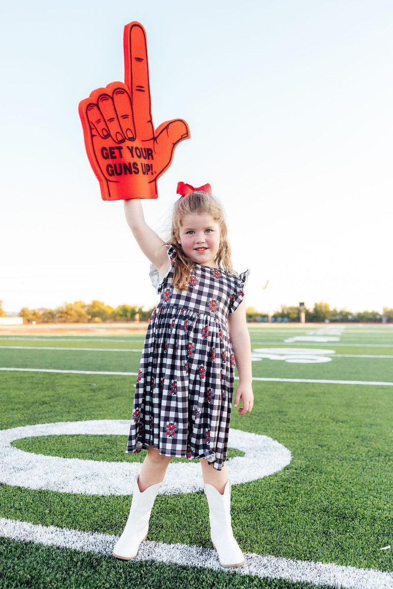 SMU Plaid Mustang Flutter Twirl Dress