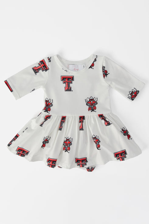 texas-tech-white-raider-red-3-4-sleeve-twirl-bodysuit-Sophia's StyleTwirl Bodysuit - 3/4 Sleeve-1