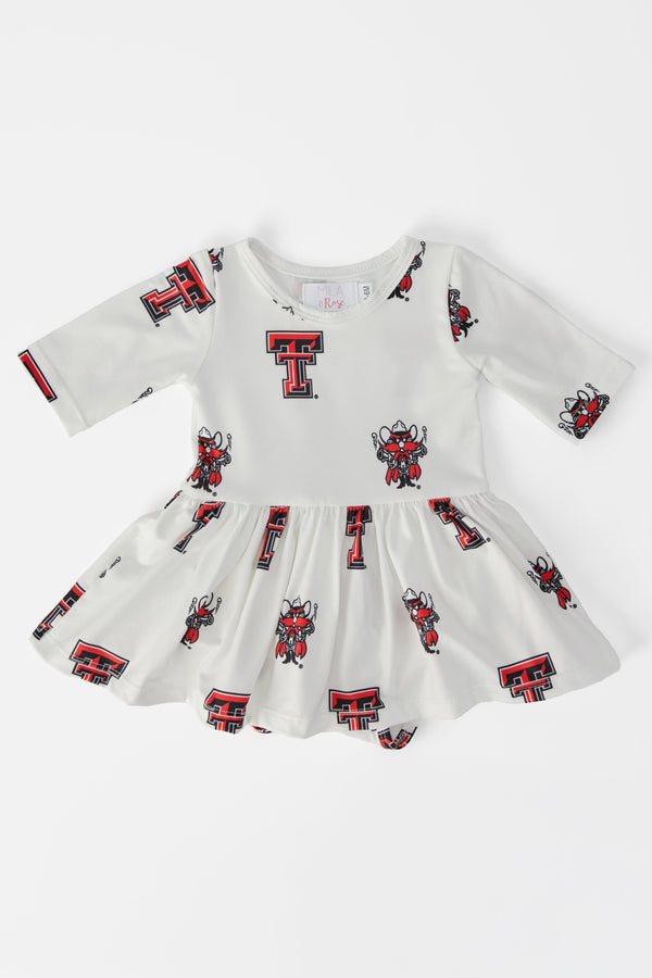 texas-tech-white-raider-red-3-4-sleeve-twirl-bodysuit-Sophia's StyleTwirl Bodysuit - 3/4 Sleeve-1