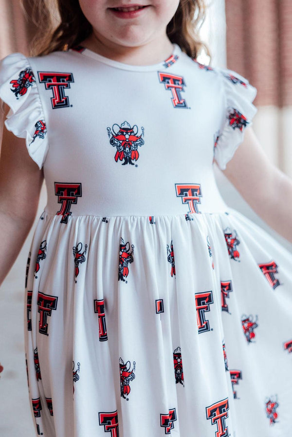 texas-tech-white-raider-red-flutter-twirl-dress-Sophia's StyleTwirl Dress Flutter-1