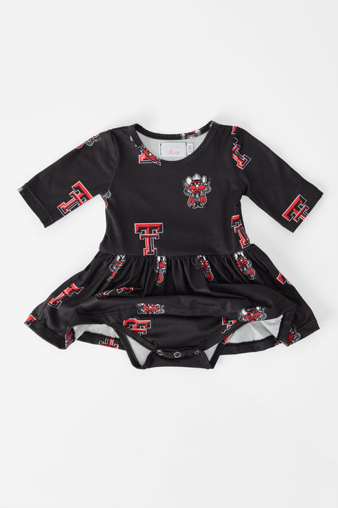 texas-tech-black-raider-red-3-4-sleeve-twirl-bodysuit-Sophia's Style-2