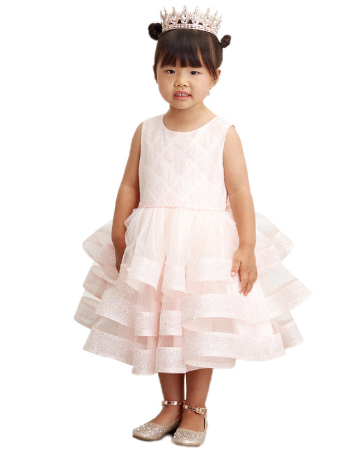 Girls Blush Glitter Horse Hair Ruffles Flower Girl Dress 2-12 SophiasStyle.com 3