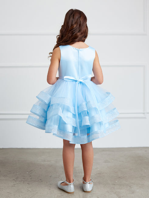 Girls Sky Blue Glitter Horse Hair Ruffles Flower Girl Dress 2-12 SophiasStyle.com 2